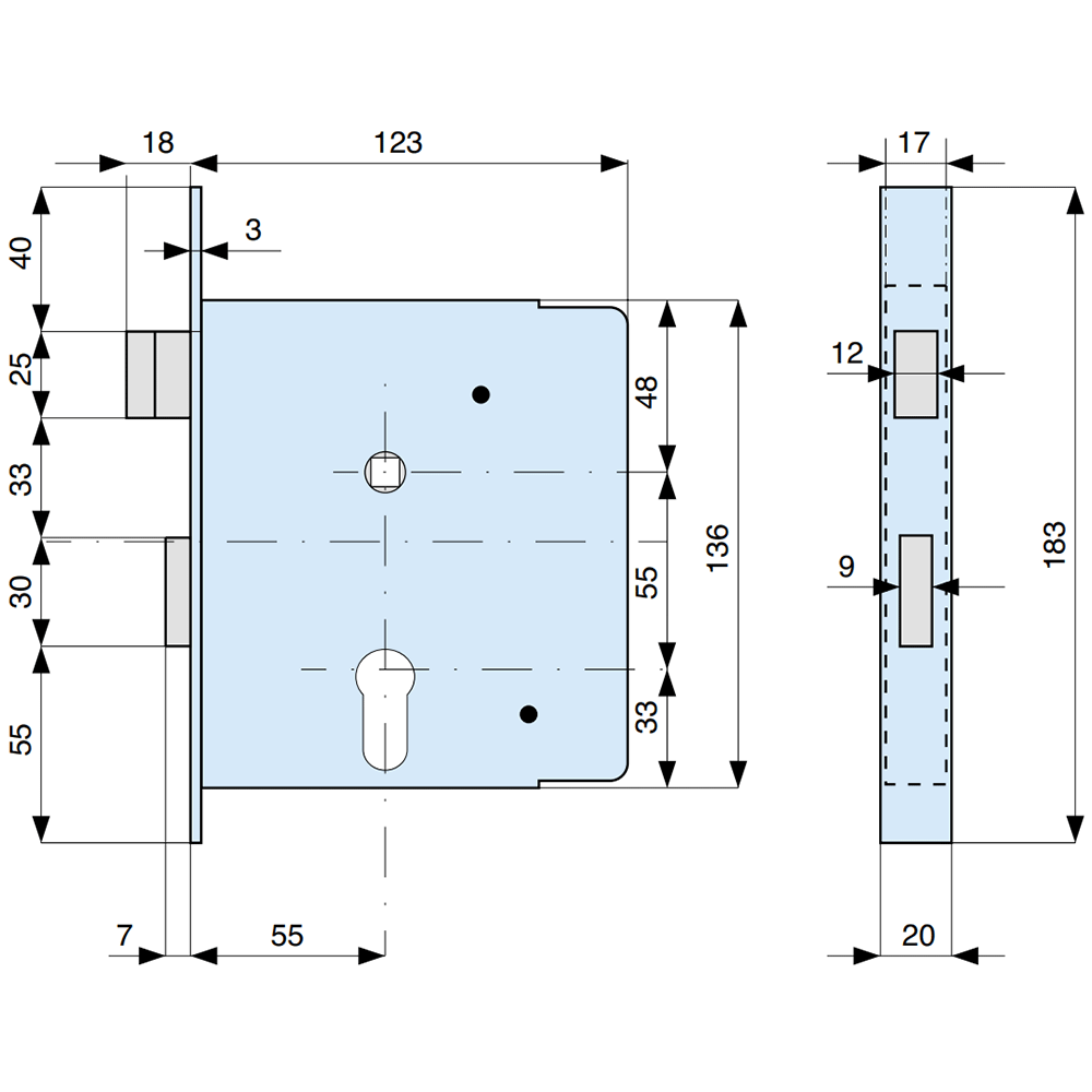 344550 MG serratura da infilare per fasce
