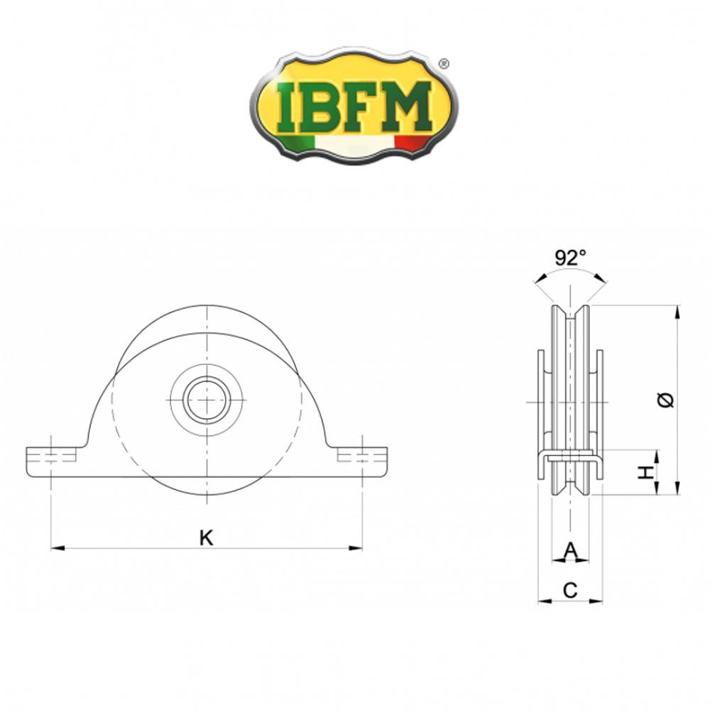 393 IBFM - Ruota con supporto interno 1 cuscinetto gola V