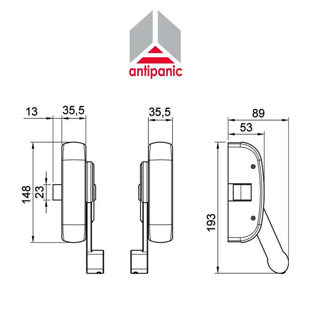 403/T Antipanic - Maniglione antipanico meccanico triplice con barra esterna