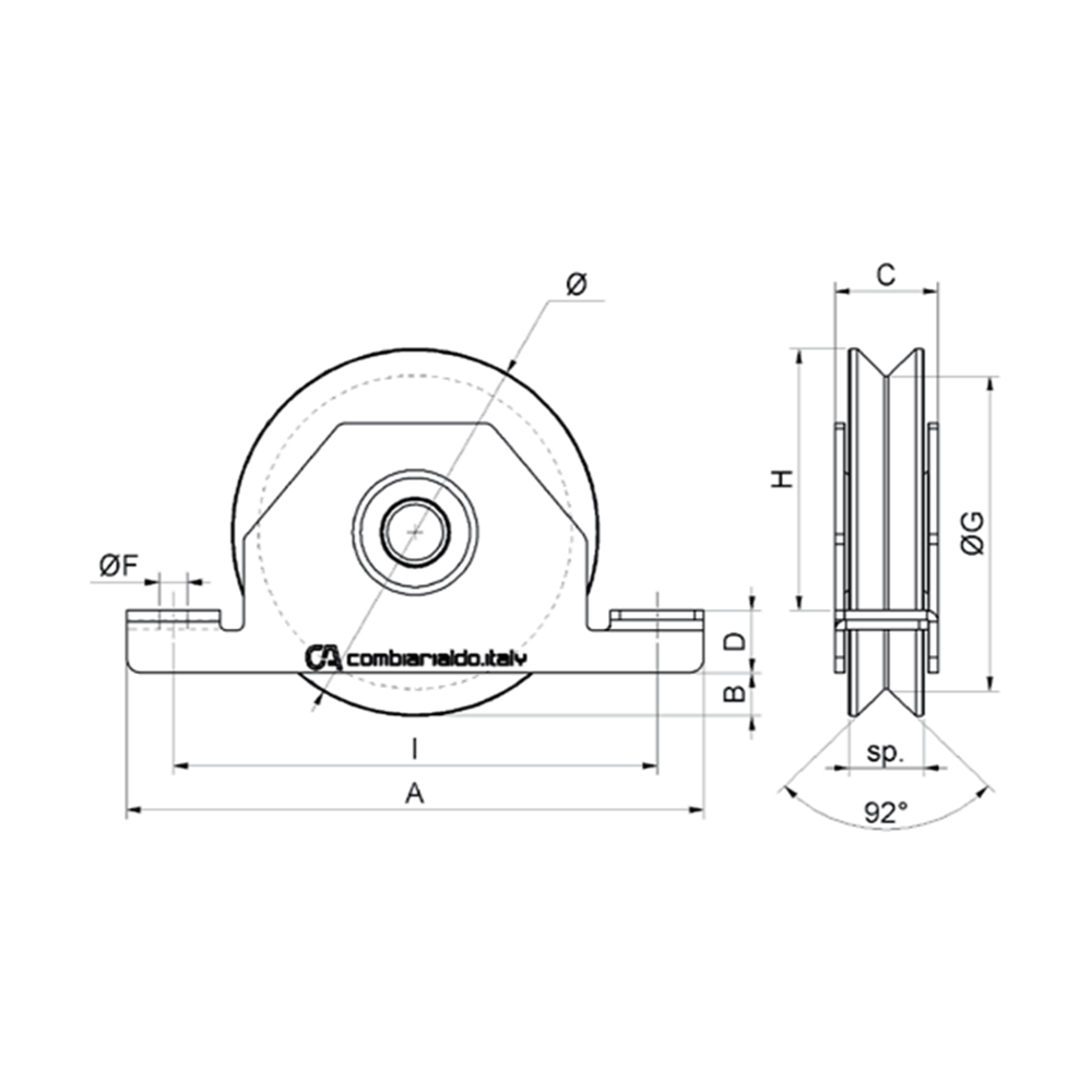 427NYIX Combi Arialdo ruota gola V 1 cuscinetto supporto interno per cancelli scorrevoli 427NYIX Combi Arialdo ruota gola V 1 cuscinetto supporto interno per cancelli scorrevoli