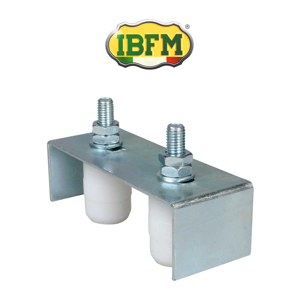 Piastra di guida regolabile a 2 rulli per cancelli scorrevoli Ibfm art. 464 Piastra di guida regolabile a 2 rulli per cancelli scorrevoli Ibfm art. 464