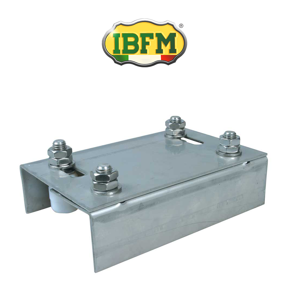 Piastra di guida regolabile a 4 rulli per cancelli scorrevoli Ibfm tipo Grande art. 465 Piastra di guida regolabile a 4 rulli per cancelli scorrevoli Ibfm tipo Grande art. 465