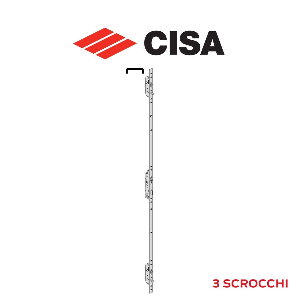 Serratura meccanica multipunto Cisa 3 scrocchi entrata 35 frontale a U art. 4881635