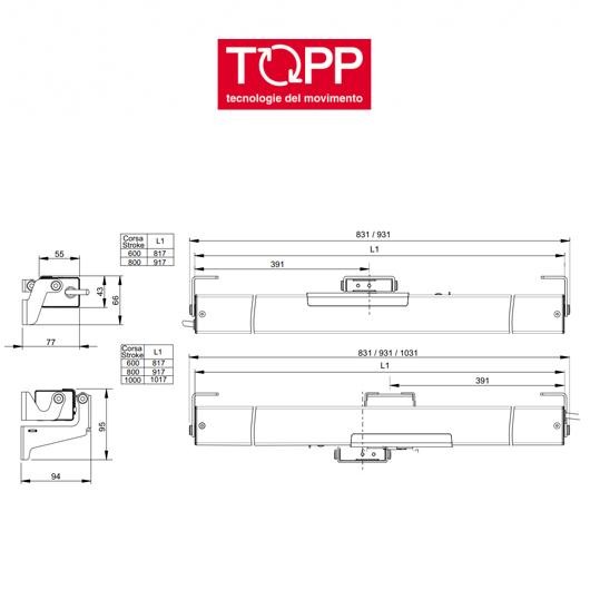 C50 RWA Topp - Attuatore elettrico a catena per finestre vasistas e lucernari 