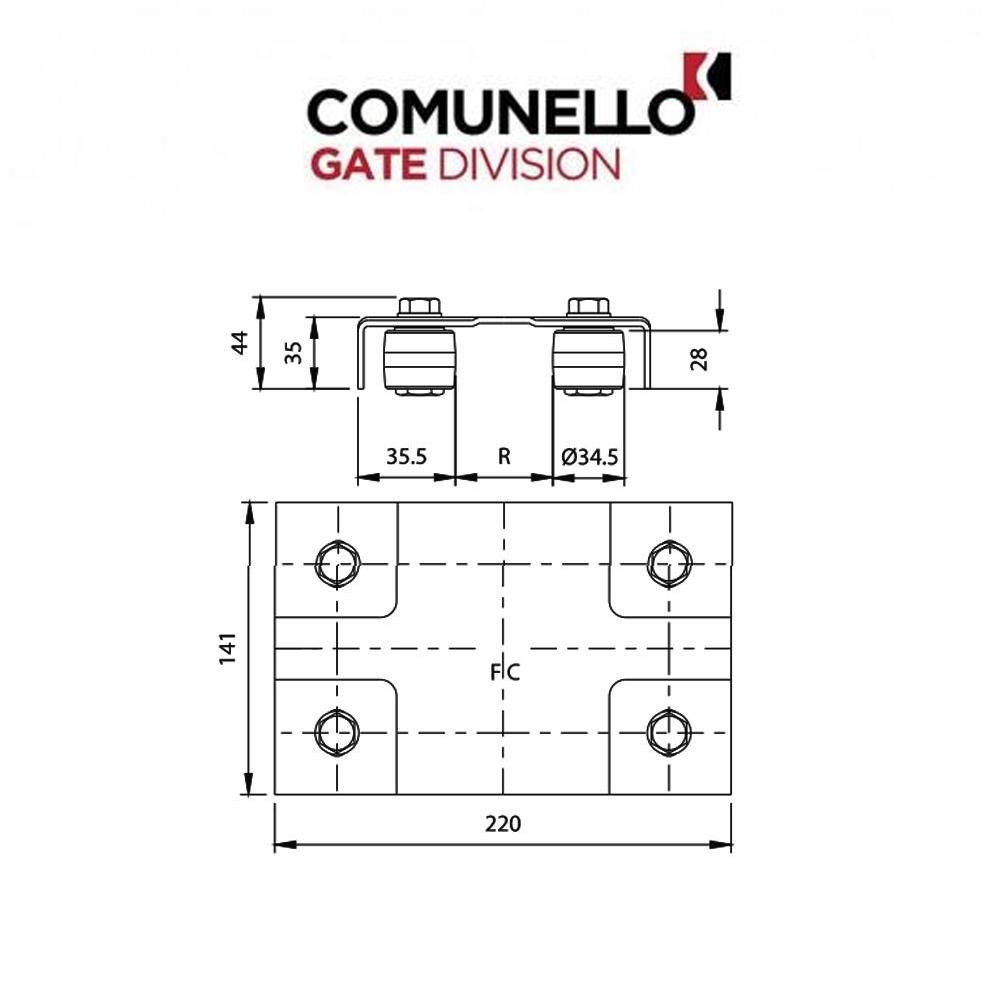 255I Comunello - Piastra guida cancello a doppia regolazione
