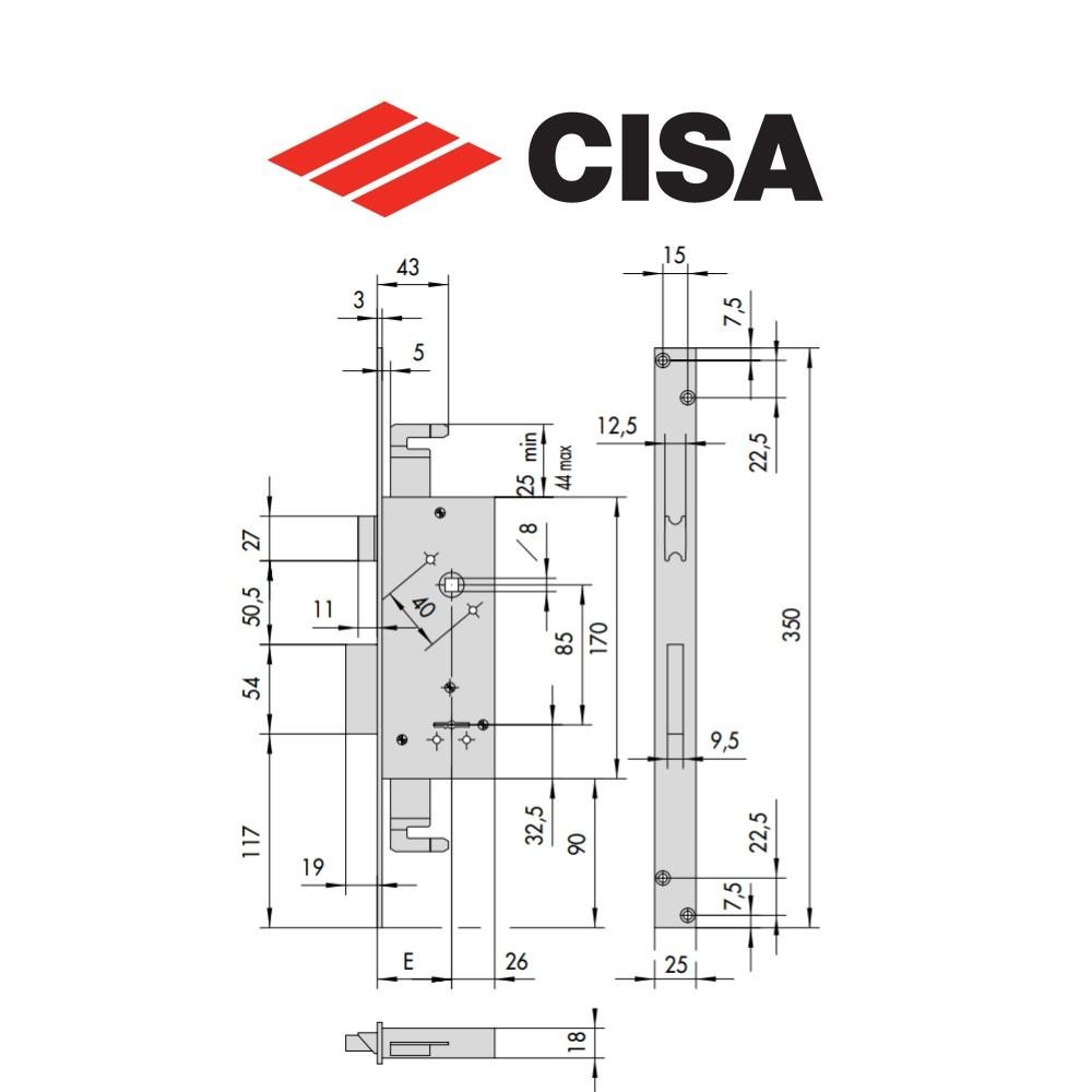 57215 Cisa - Serratura da infilare a doppia mappa per porte in legno