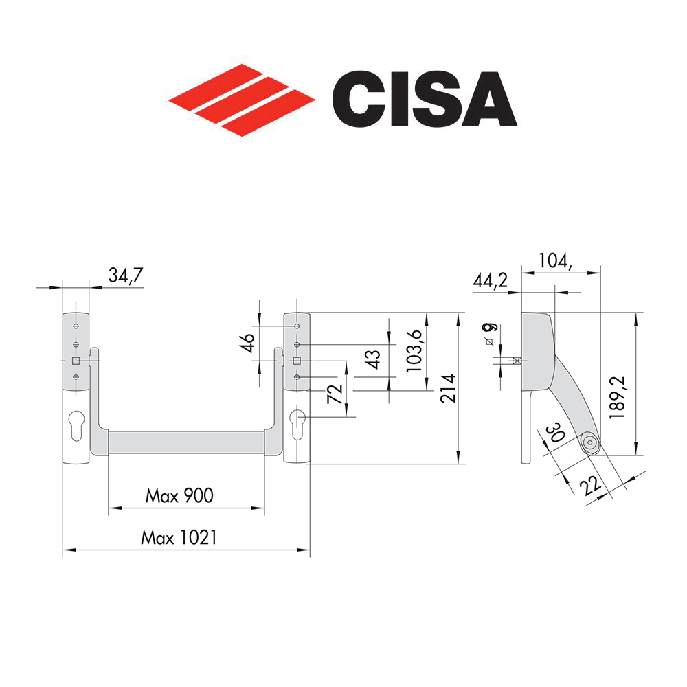 Maniglione per serrature antipanico Cisa Fast Push art. 5961610 Maniglione per serrature antipanico Cisa Fast Push art. 5961610