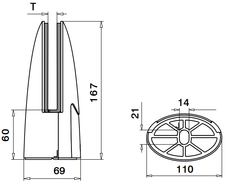 MOD 6000 Q-Railing morsetti per vetro a pavimento Easy Glass