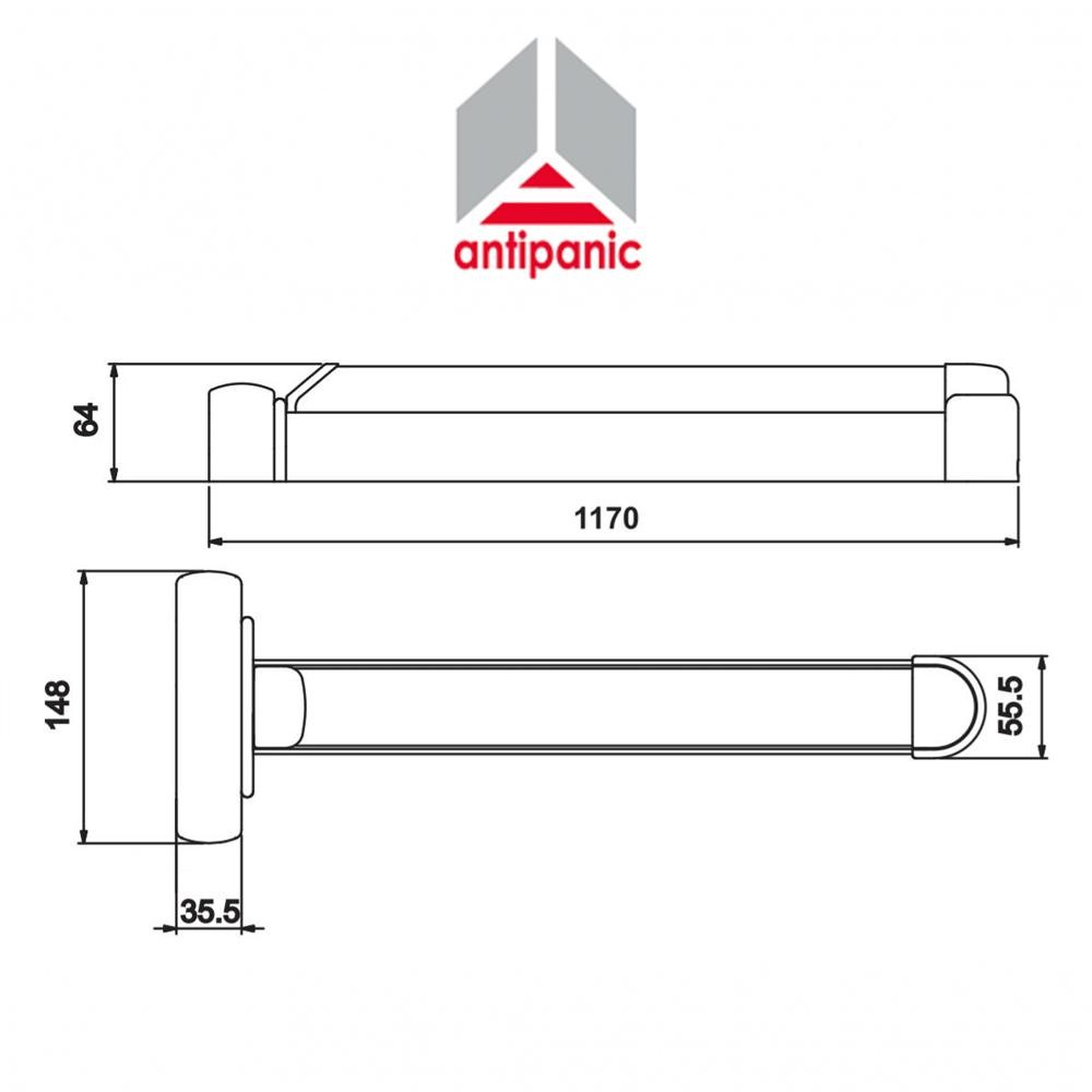 602/4 Antipanic - Maniglione antipanico meccanico duplice con barra integrata