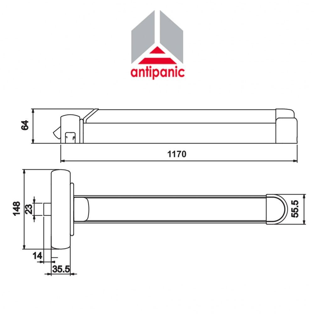 603/2 Antipanic - Maniglione antipanico meccanico triplice con barra integrata