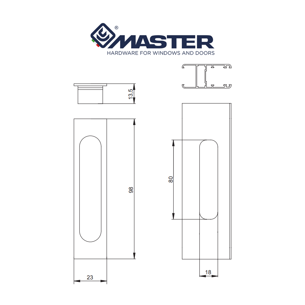 6531 Master - Maniglia a vaschetta per scorrevoli 6531 Master - Maniglia a vaschetta per scorrevoli