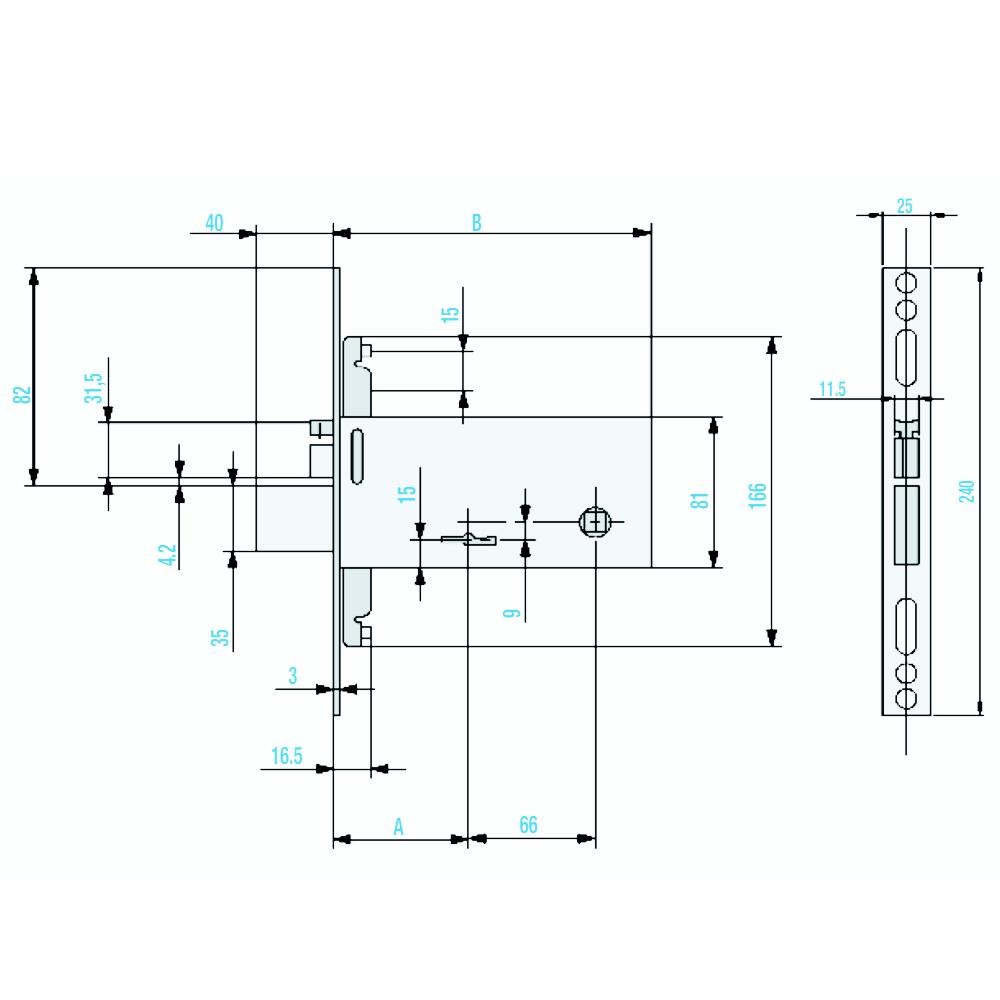 Serratura elettrica a doppia mappa Feb entrata 90 art. 6993