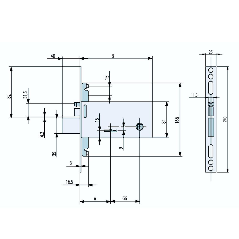 Serratura elettrica a doppia mappa Feb entrata 70 art. 6973 Serratura elettrica a doppia mappa Feb entrata 70 art. 6973