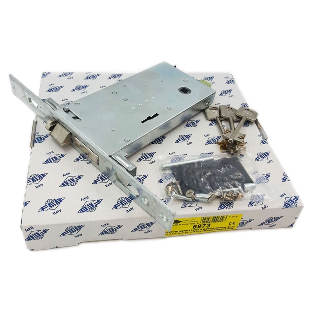 Serratura elettrica a doppia mappa Feb entrata 70 art. 6973 Serratura elettrica a doppia mappa Feb entrata 70 art. 6973