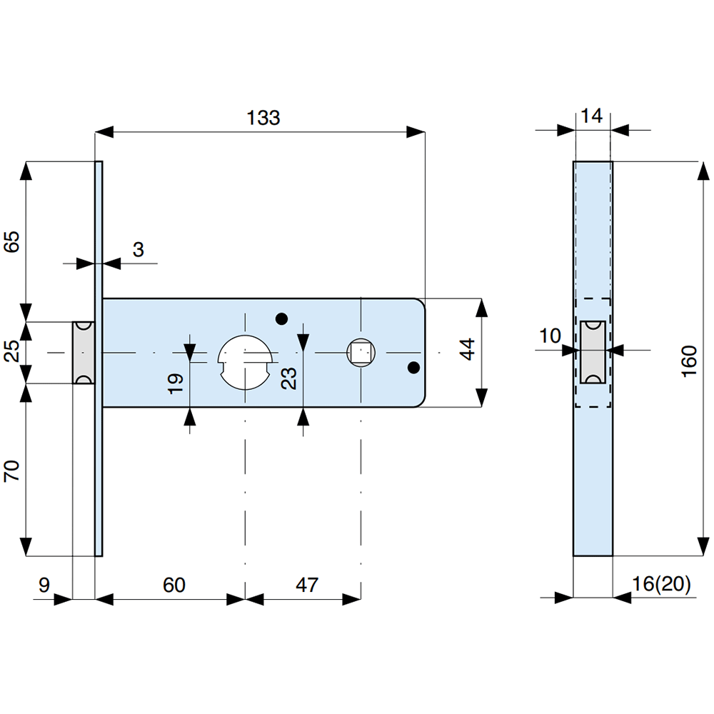 801 MG serratura per porte in alluminio