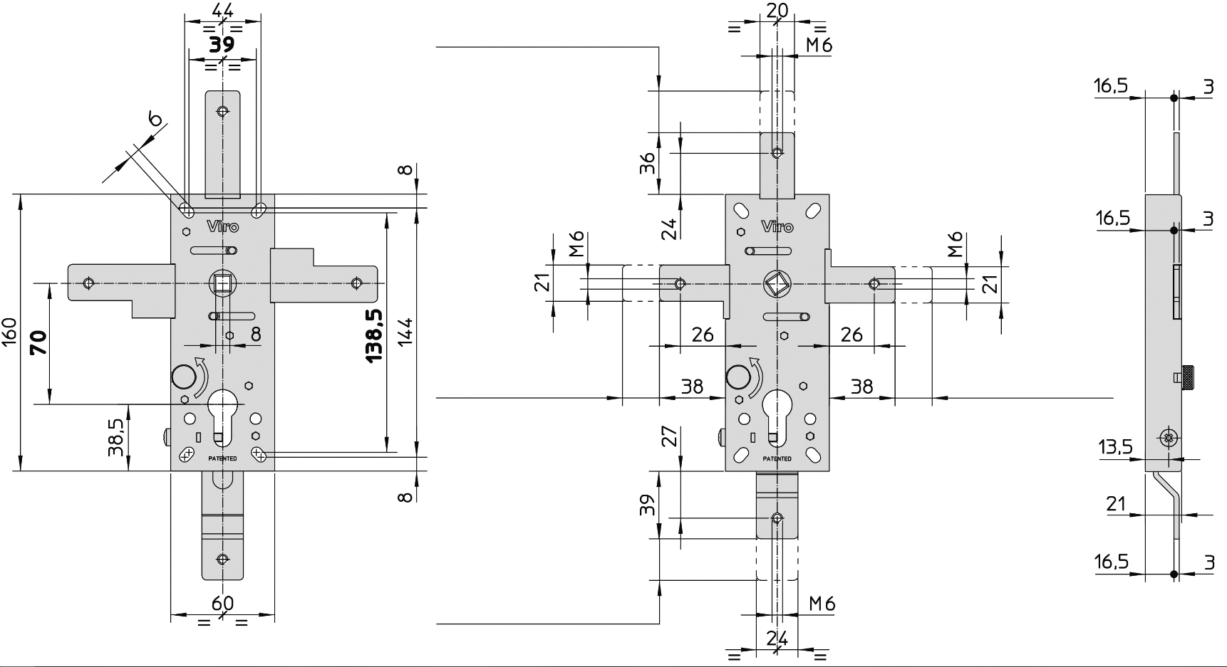8234.4 Viro serratura corazzabile per basculante 8234.4 Viro serratura corazzabile per basculante