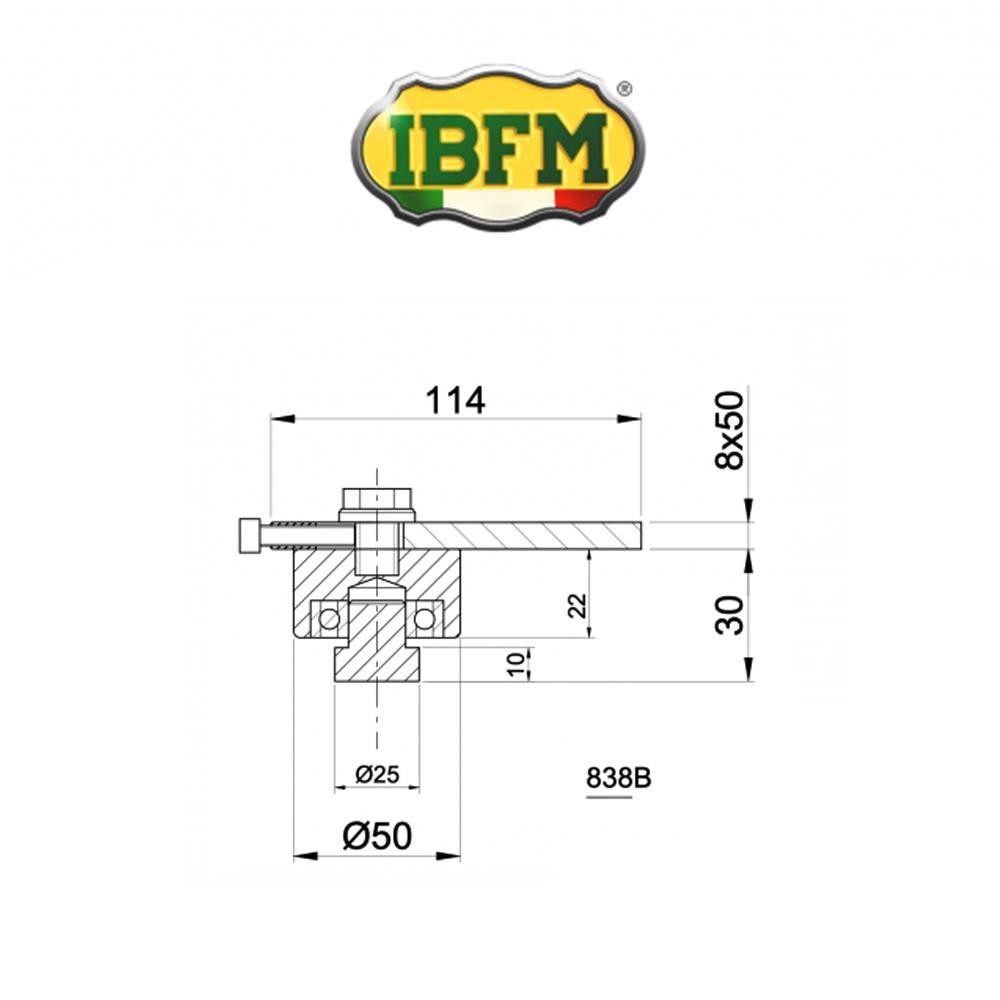 838B IBFM | Cardine a cuscinetti tipo basso diametro 50mm parte superiore
