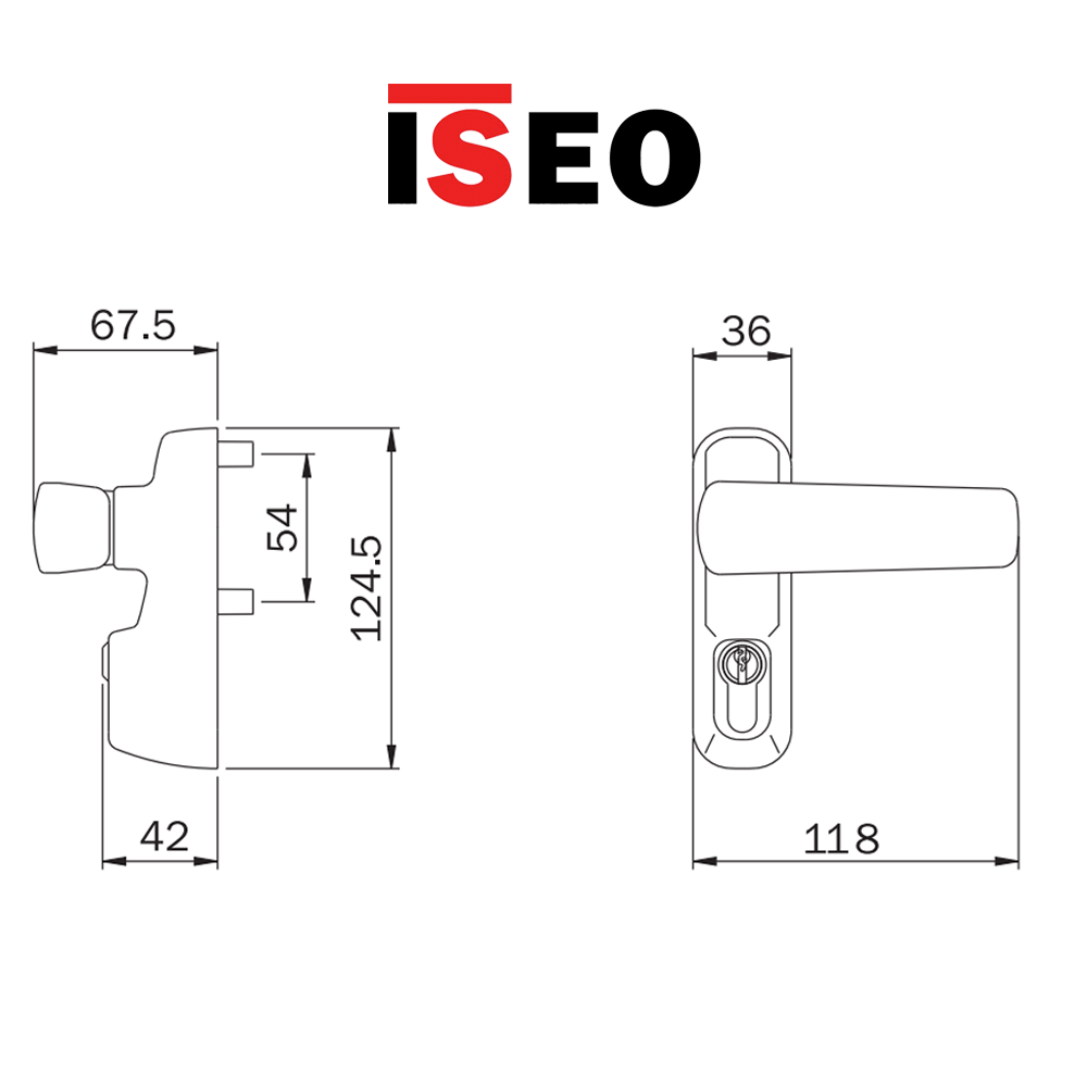 94027005 TRIM Iseo - Comando esterno nero per dispositivi antipanico da applicare