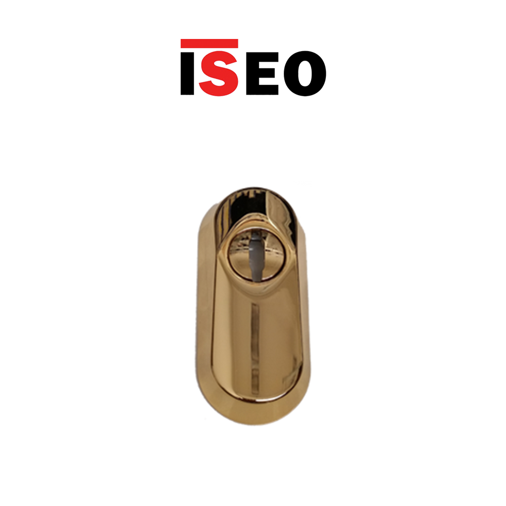 Defender per cilindro in acciaio temprato Iseo ottonato lucidato art. 98050206 Defender per cilindro in acciaio temprato Iseo ottonato lucidato art. 98050206