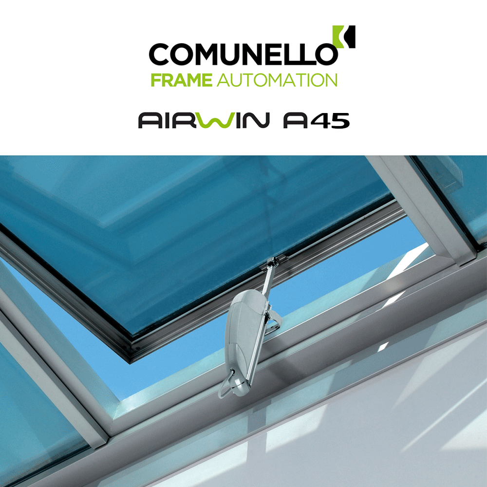 AIRWIN A45 Comunello - Attuatore elettrico a cremagliera per lucernari e cupole AIRWIN A45 Comunello - Attuatore elettrico a cremagliera per lucernari e cupole