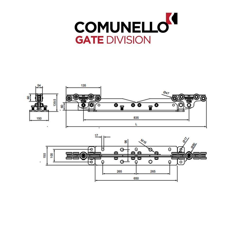 CGS-600.18 M - Comunello - Carrello Bullet Mini regolabile a 18 ruote 