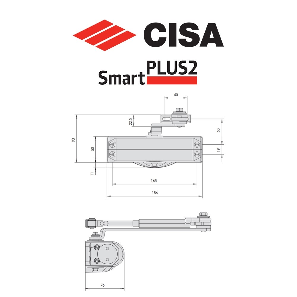 Chiudiporta Cisa Multiforza Smart Plus 2 art. C141603
