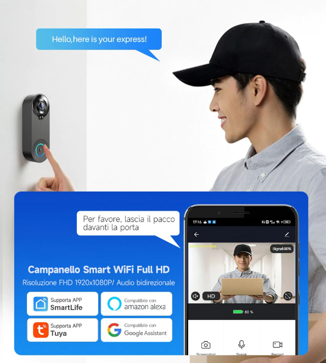 E0757 70 VI.TEL. - Campanello smart sensore foto e video