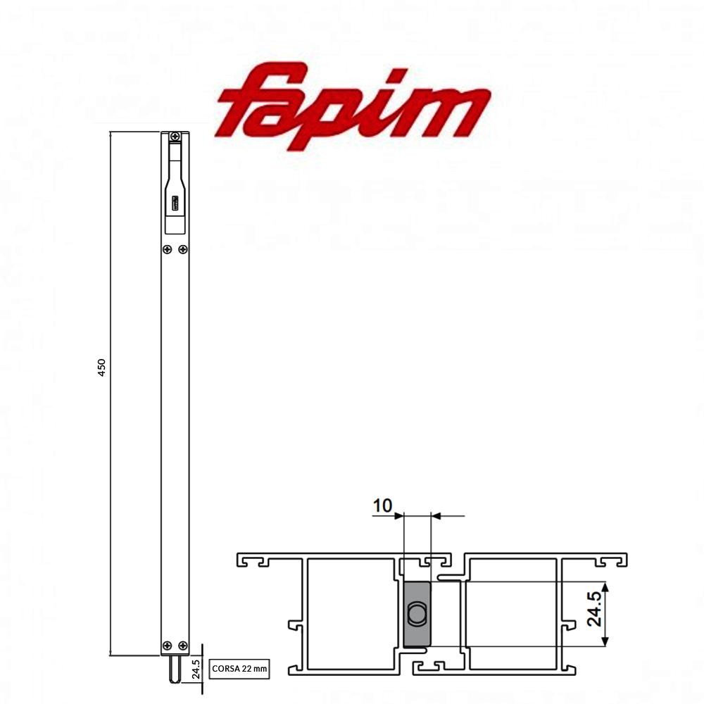 Catenaccio ad appoggio Fapim Titan 450 mm art. 3716 Catenaccio ad appoggio Fapim Titan 450 mm art. 3716