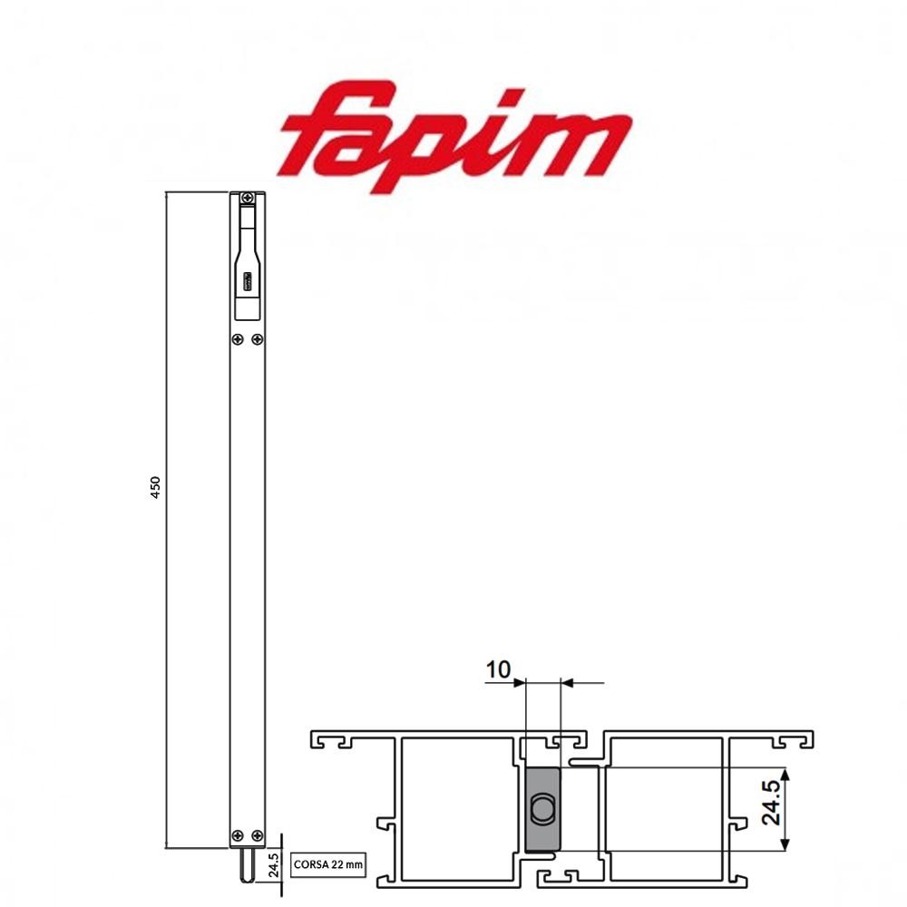 Catenaccio ad appoggio Fapim Titan 450 mm art. 3716 Catenaccio ad appoggio Fapim Titan 450 mm art. 3716