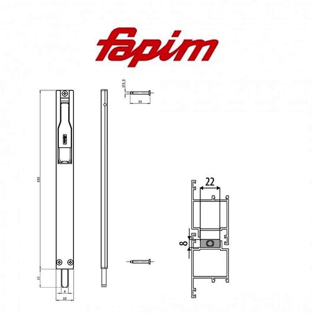 Catenaccio a leva Fapim Titantre 220 mm art. 3722B Catenaccio a leva Fapim Titantre 220 mm art. 3722B