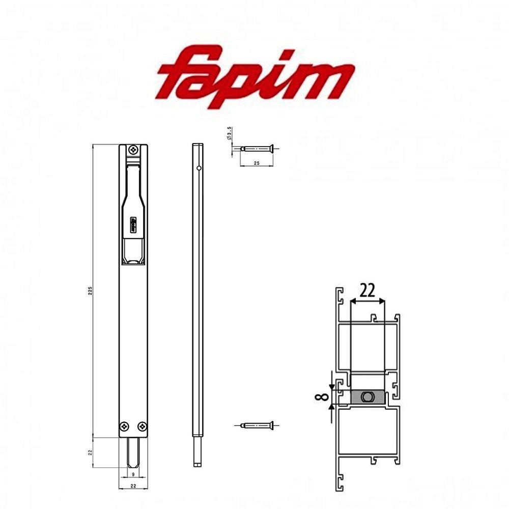 Catenaccio a leva Fapim Titantre 220 mm art. 3722B Catenaccio a leva Fapim Titantre 220 mm art. 3722B