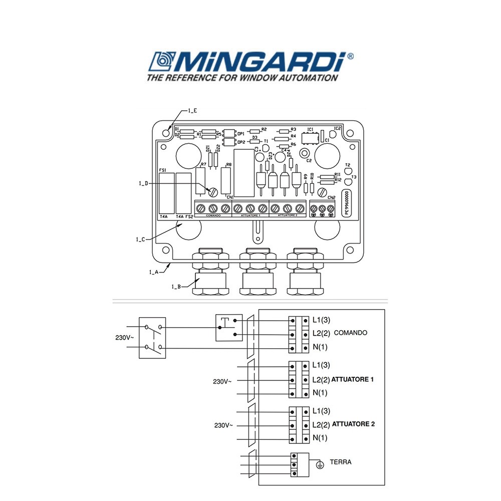 Centrale di comando per 2 motori Mingardi Bianca art. 2700171