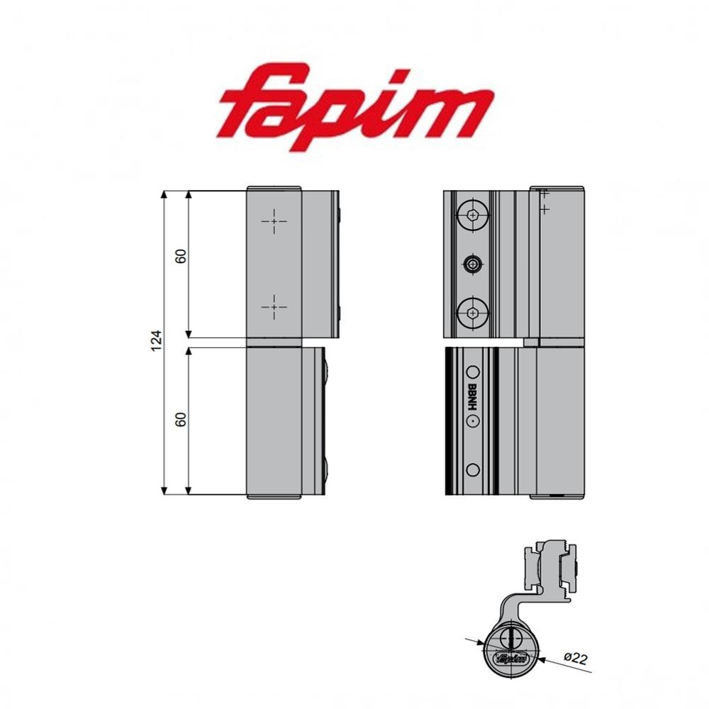 Cerniera a 2 ali per 3ᵃ anta Fapim Monza a contrasto Nera art. 5672