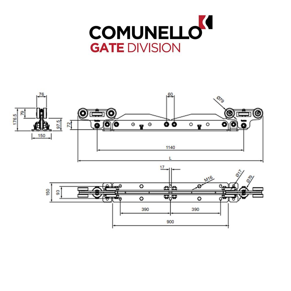 CGA-600.10 P - Comunello - Carrello Bullet Mini regolabile a 10 ruote per serie alluminio