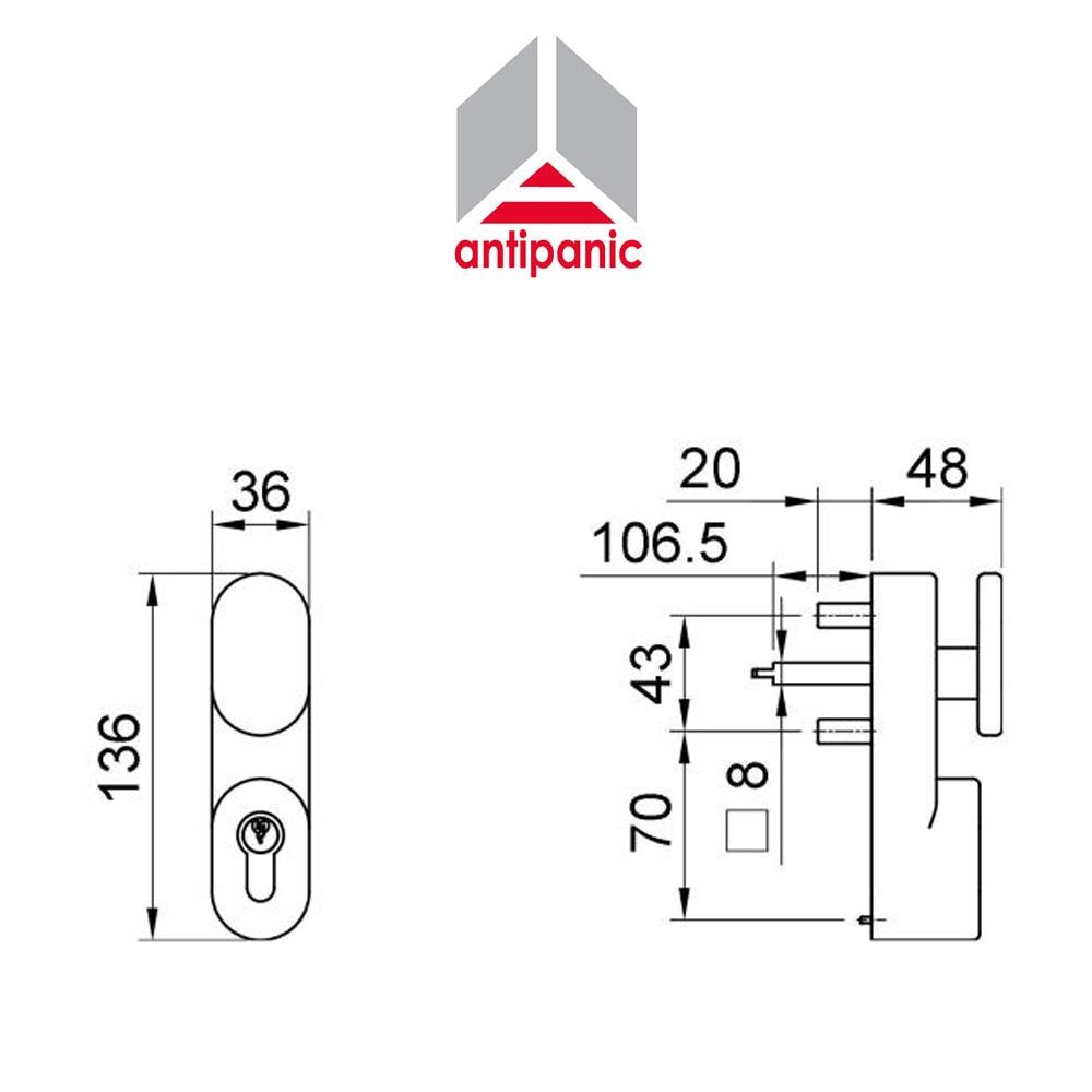 1090P Antipanic - Comando esterno standard con pomolo
