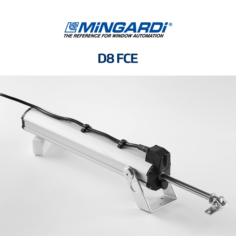 D8 FCE Mingardi | Attuatore elettrico a stelo per finestre a sporgere e lucernari D8 FCE Mingardi | Attuatore elettrico a stelo per finestre a sporgere e lucernari