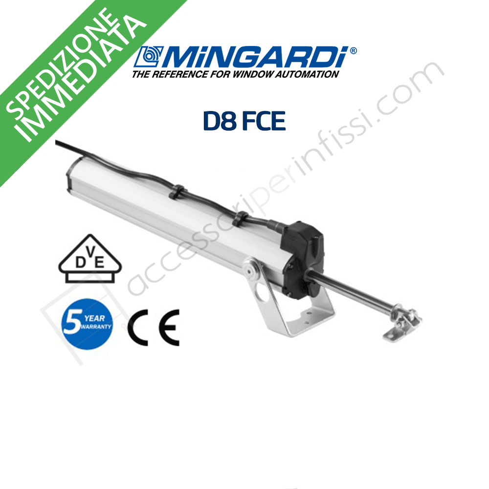 D8 FCE Mingardi | Attuatore elettrico a stelo per finestre a sporgere e lucernari D8 FCE Mingardi | Attuatore elettrico a stelo per finestre a sporgere e lucernari