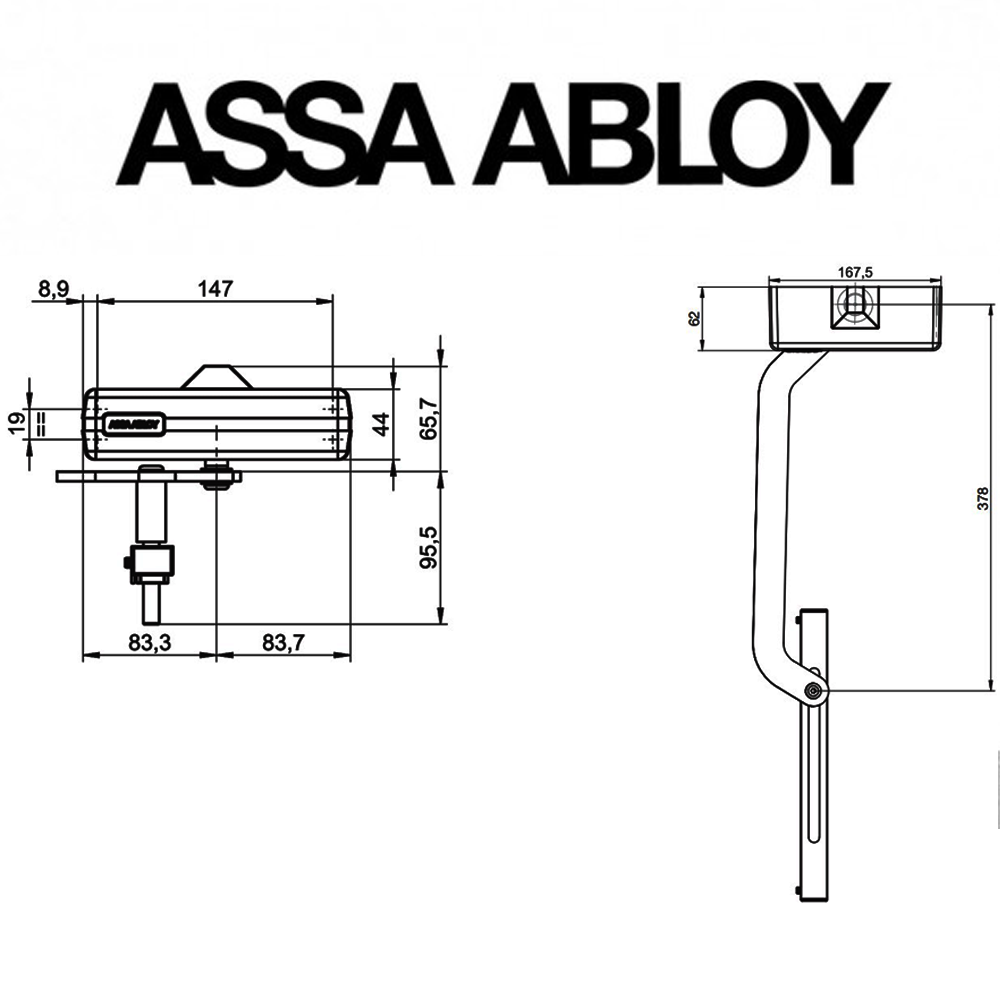 DC620G Assa Abloy | Chiudicancello pignone e cremagliera per cancelli pedonali