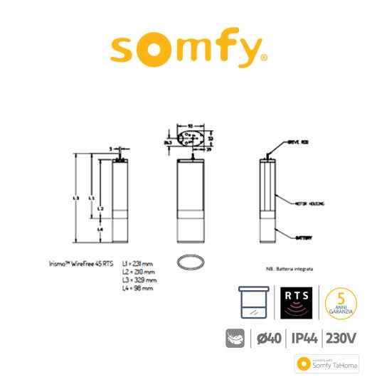 IRISMO WIREFREE 45 RTS Somfy Motore tenda irismo wirefree
