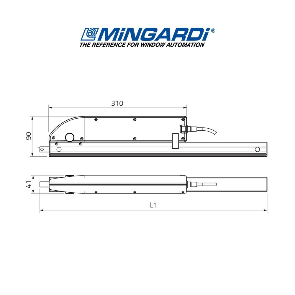 DRIVE EVO 0 Mingardi - Attuatore a cremagliera per lucernari cupole e frangisole 500N