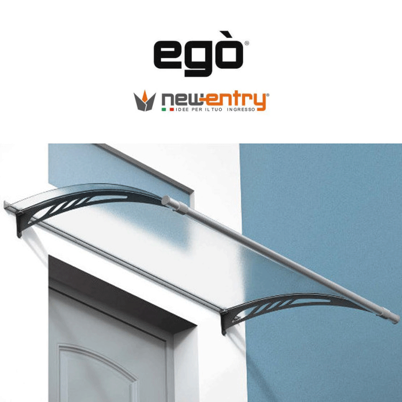 EGÒ Royal Pat sporgenza 125 cm - Pensilina modulabile con tetto frosted per esterni EGÒ Royal Pat sporgenza 125 cm - Pensilina modulabile con tetto frosted per esterni