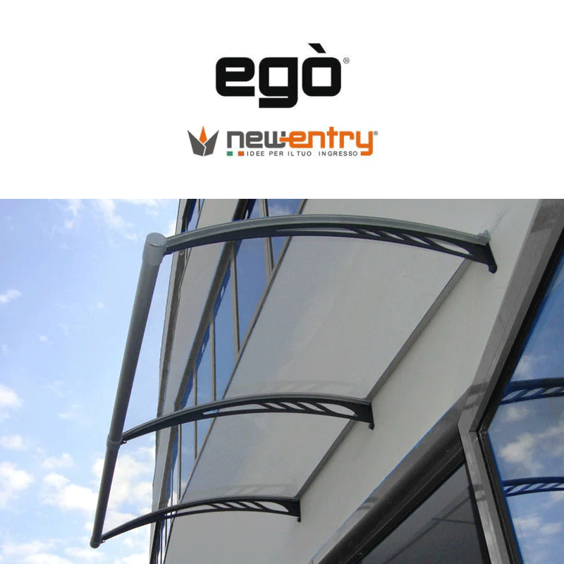 EGÒ Royal Pat sporgenza 125 cm - Pensilina modulabile con tetto frosted per esterni EGÒ Royal Pat sporgenza 125 cm - Pensilina modulabile con tetto frosted per esterni