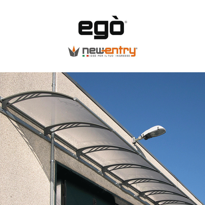 EGÒ Royal Pat sporgenza 125 cm - Pensilina modulabile con tetto frosted per esterni EGÒ Royal Pat sporgenza 125 cm - Pensilina modulabile con tetto frosted per esterni