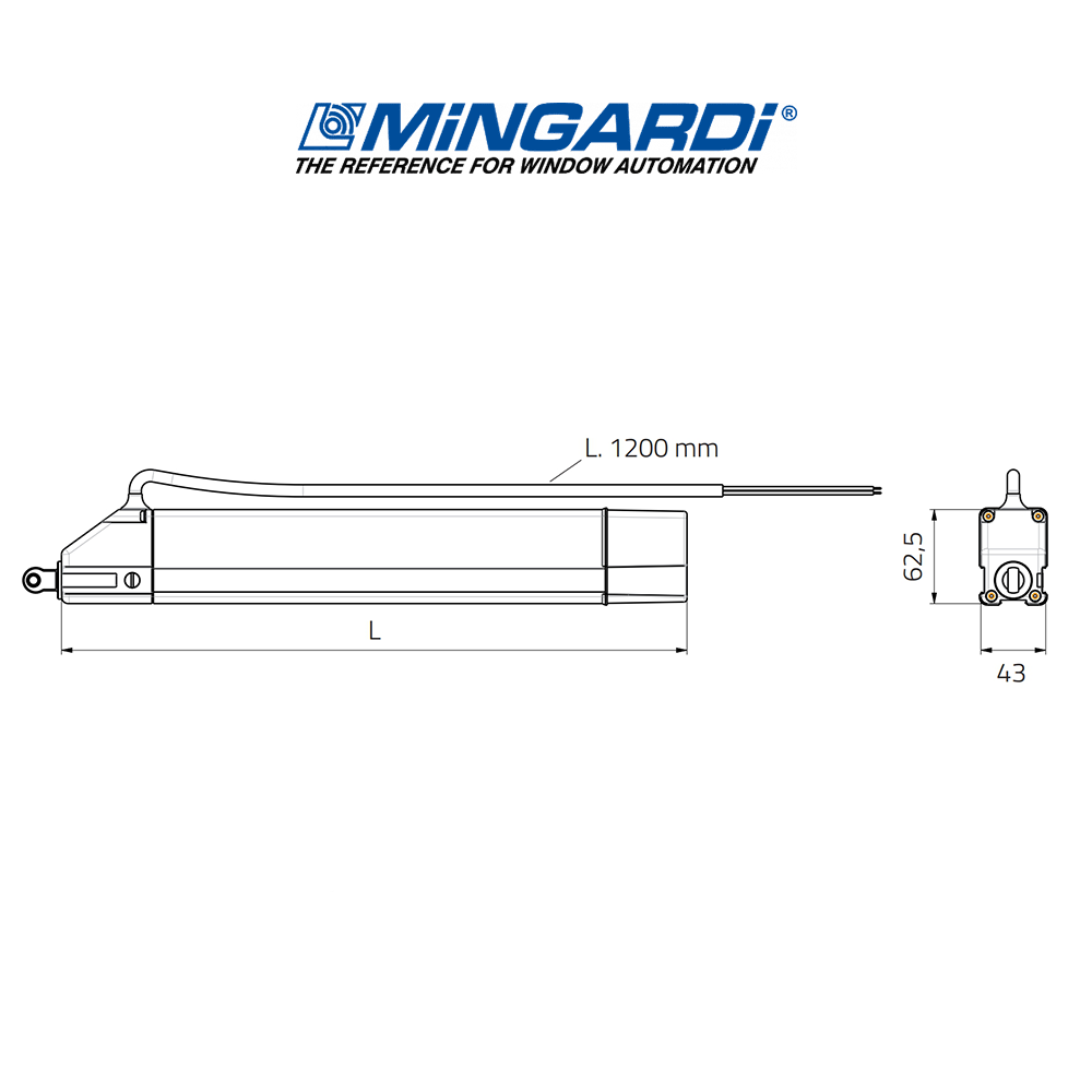 EURO 1 Mingardi - Attuatore elettrico a stelo per finestre a sporgere e lucernari EURO 1 Mingardi - Attuatore elettrico a stelo per finestre a sporgere e lucernari
