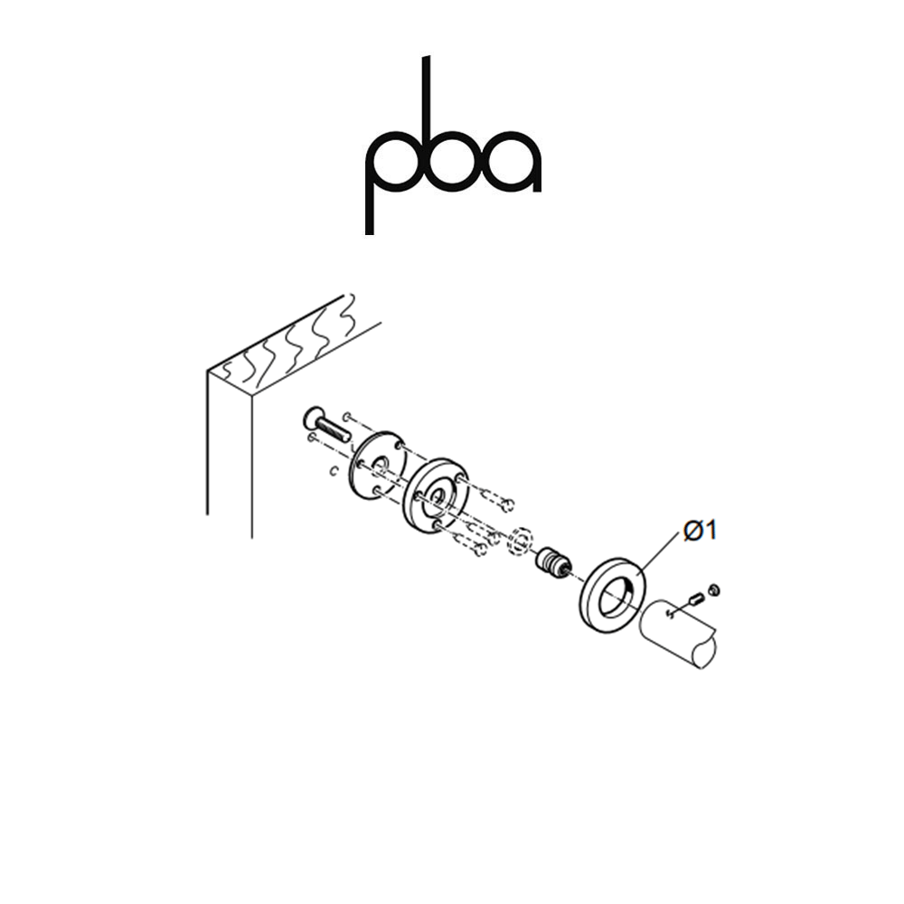 FIX.913.000D.10 PBA - Kit di fissaggio singolo non passante con rosetta per legno, PVC, alluminio, diametro Ø35 | Programma M18 - 300 FIX.913.000D.10 PBA - Kit di fissaggio singolo non passante con rosetta per legno, PVC, alluminio, diametro Ø35 | Programma M18 - 300