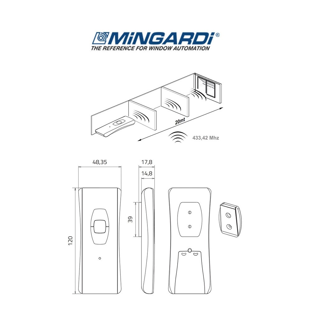 MR-T1 Mingardi - Telecomando monocanale per il controllo di 1 apertura o di un gruppo MR-T1 Mingardi - Telecomando monocanale per il controllo di 1 apertura o di un gruppo
