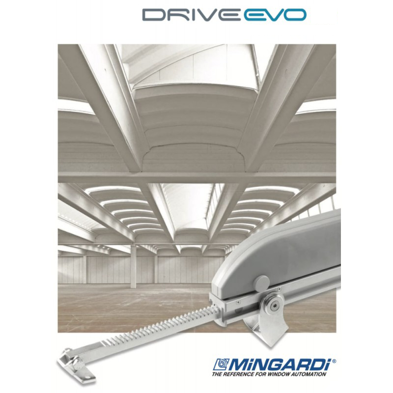 DRIVE EVO 2 Mingardi - Attuatore a cremagliera per lucernari cupole e frangisole 1000N DRIVE EVO 2 Mingardi - Attuatore a cremagliera per lucernari cupole e frangisole 1000N