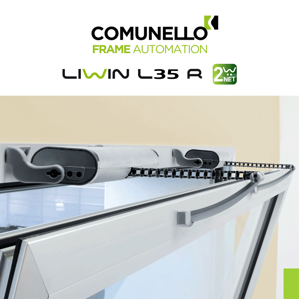 LIWIN L35 RADIO 2W-NET Comunello | Doppio attuatore elettrico radiocomandato a catena per finestre vasistas e a sporgere LIWIN L35 RADIO 2W-NET Comunello | Doppio attuatore elettrico radiocomandato a catena per finestre vasistas e a sporgere