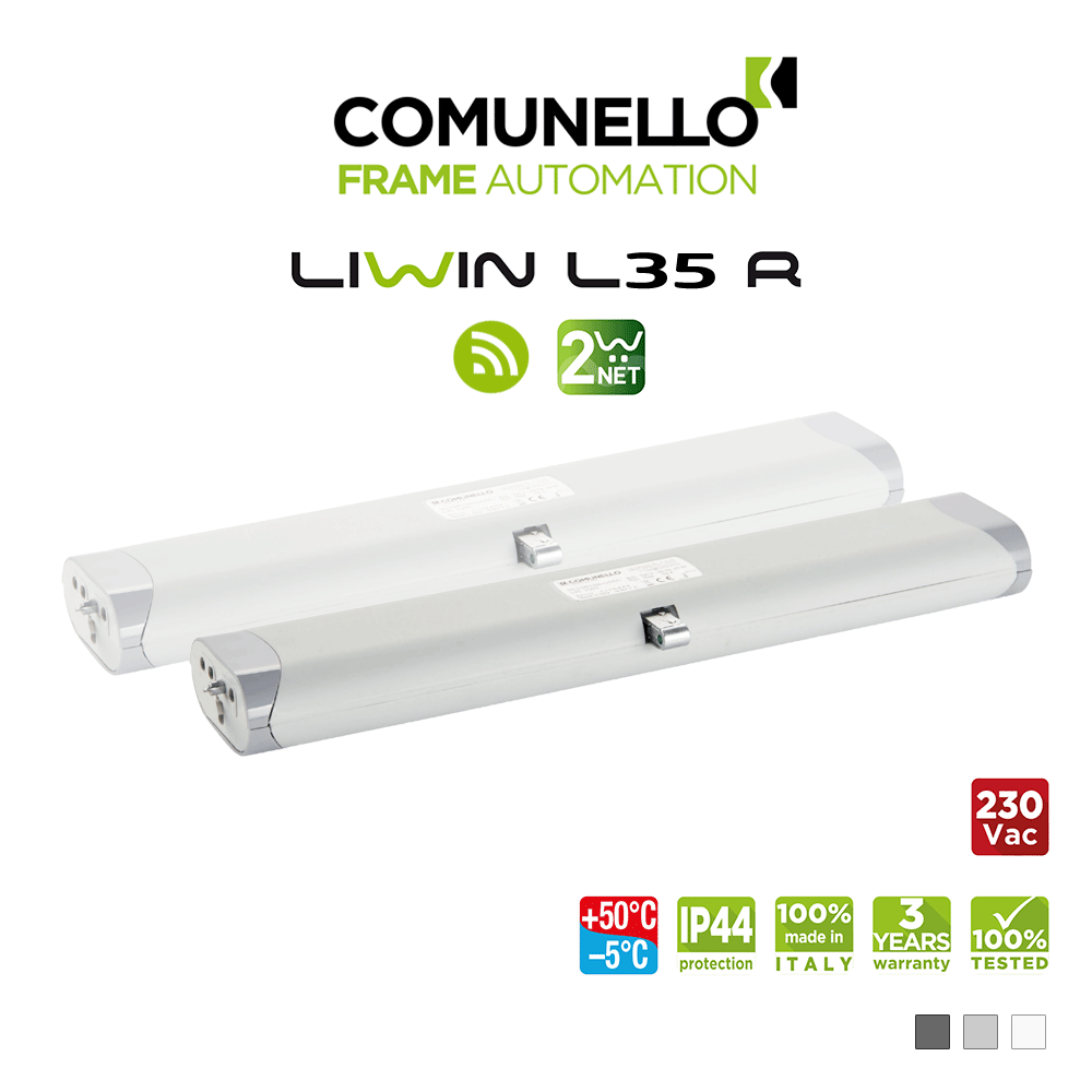 LIWIN L35 RADIO 2W-NET Comunello | Doppio attuatore elettrico radiocomandato a catena per finestre vasistas e a sporgere LIWIN L35 RADIO 2W-NET Comunello | Doppio attuatore elettrico radiocomandato a catena per finestre vasistas e a sporgere