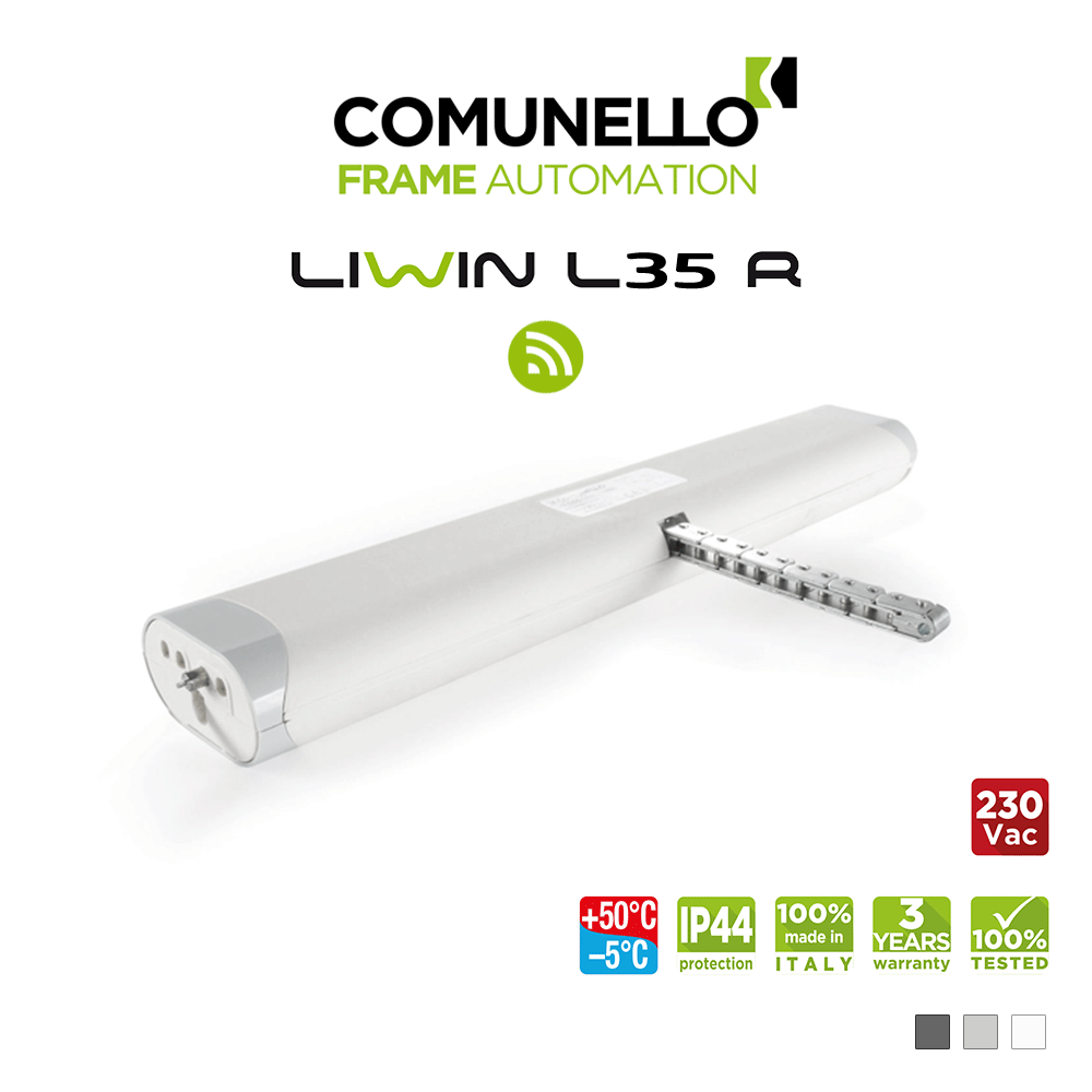 LIWIN L35 RADIO Comunello | Attuatore elettrico radiocomandato a catena per finestre vasistas e a sporgere LIWIN L35 RADIO Comunello | Attuatore elettrico radiocomandato a catena per finestre vasistas e a sporgere